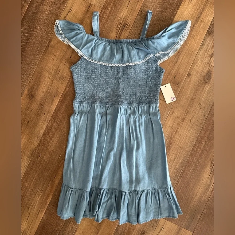 SO Blue Ruffle Midi Dress